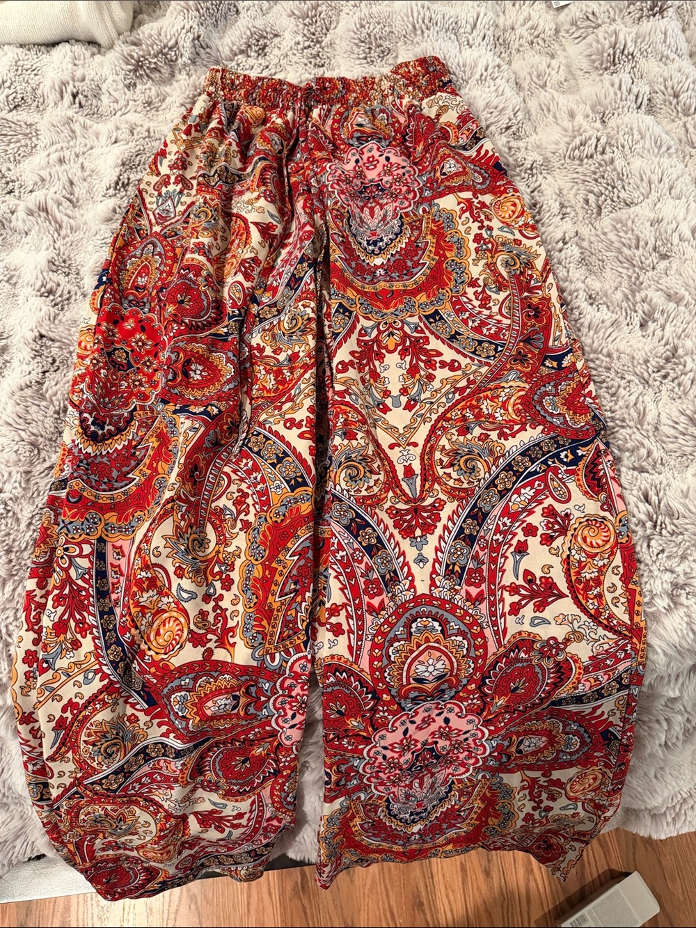 SHEIN Red Paisley Wide Leg Pants